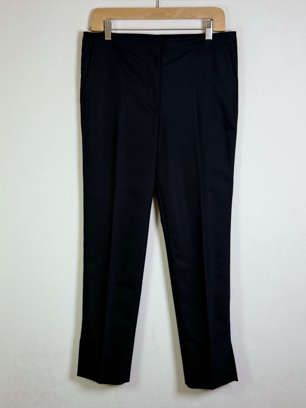 Helmut Lang Women Sz 8 Black Split Hem Trousers Stretch Tailored Designer Pants - Picture 2 of 14